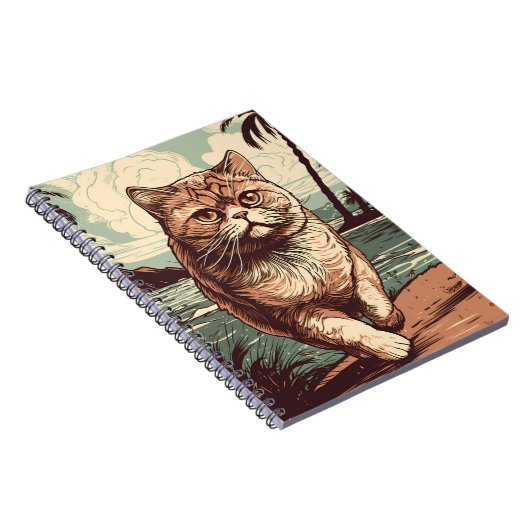 Exotische Shorthair kat op een tropisch strand Notitieboek (Rechterzijde)