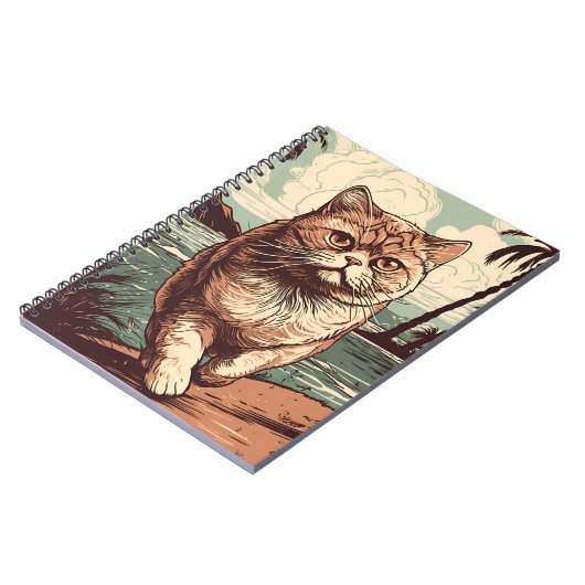 Exotische Shorthair kat op een tropisch strand Notitieboek (Linkerzijde)