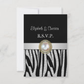Exotische Silver Zebra print RSVP-kaart RSVP Kaartje (Voorkant)