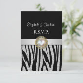 Exotische Silver Zebra print RSVP-kaart RSVP Kaartje (Staand voorkant)