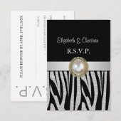 Exotische Silver Zebra print RSVP-kaart RSVP Kaartje (Voorkant / Achterkant)