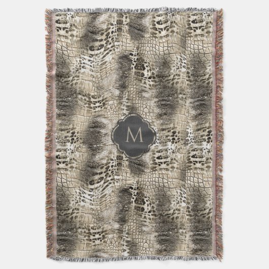 Exotische Snakeskin Wild Animal Print met Monogram Deken (Voorkant Verticaal)