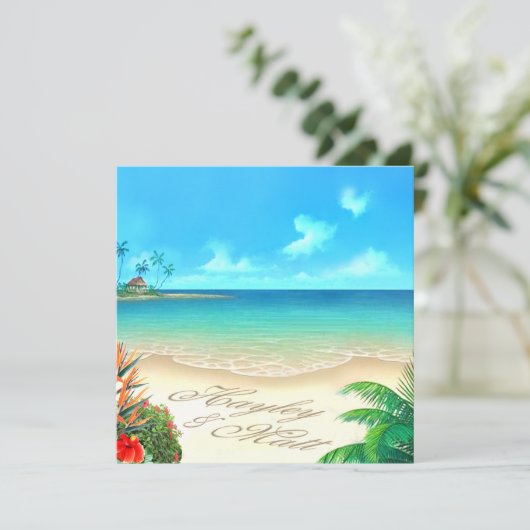Exotische strand (vraag me uw namen in zand te pla kaart (Staand voorkant)