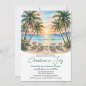 Exotische strandpalmboom Kerst in juli Kaart (Voorkant)