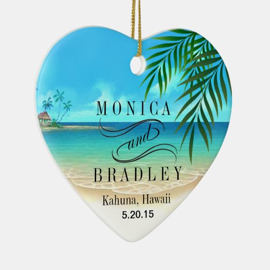 Exotische strandtropische bestemming bruiloft keramisch ornament (Rechts)
