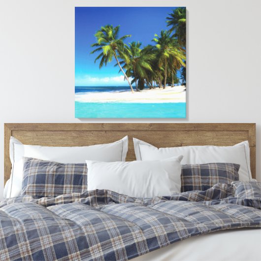 Exotische strandwerend kussens canvas afdruk (Insitu (Slaapkamer))