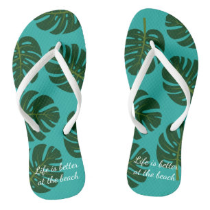 Exotische teenslippers van het strand van Monstera