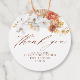 Exotische Terracotta Bloem Elegante Boho Dank je Bedankjes Labels