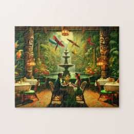 Exotische Tiki Kamer Tropische Jungle Date Nacht Legpuzzel
