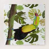 Exotische Toucan en Monstera bladeren Legpuzzel (Horizontaal)