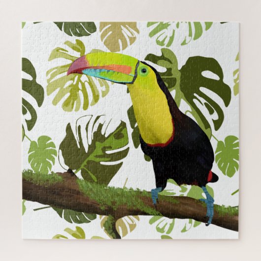 Exotische Toucan en Monstera bladeren Legpuzzel (Verticaal)