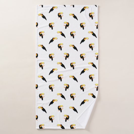 Exotische Toucan vogels Tropisch zwart wit patroon Badhanddoek (Badhanddoek)