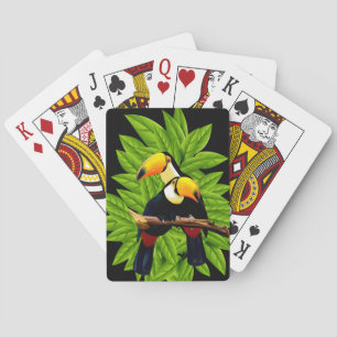 Exotische Toucans op zwart Pokerkaarten