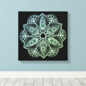 Exotische tribale groene gradiënt Mandala Canvas Afdruk (Insitu (Houten vloer))
