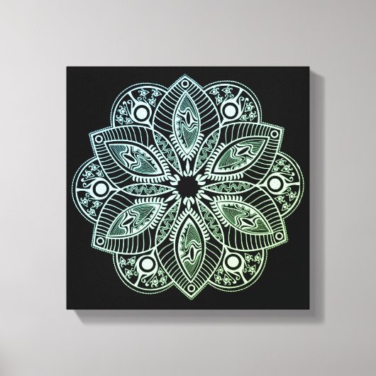 Exotische tribale groene gradiënt Mandala Canvas Afdruk (Voorkant)
