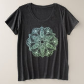 Exotische tribale groene gradiënt Mandala Grote Maat T-shirt (Design voorkant)