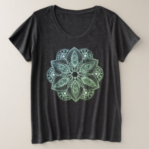 Exotische tribale groene gradiënt Mandala Grote Maat T-shirt