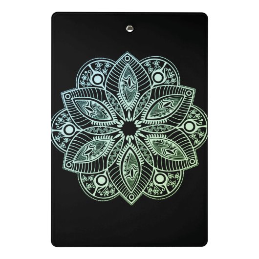Exotische tribale groene gradiënt Mandala Mini Klembord (Achterkant)