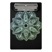 Exotische tribale groene gradiënt Mandala Mini Klembord (Voorkant)