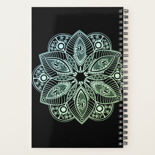Exotische tribale groene gradiënt Mandala Planner (Achterkant)