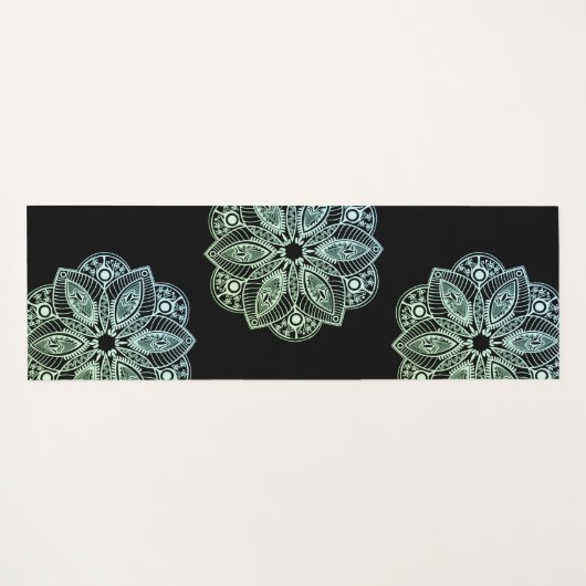 Exotische tribale groene gradiënt Mandala Yogamat (Achterkant (horizontaal))