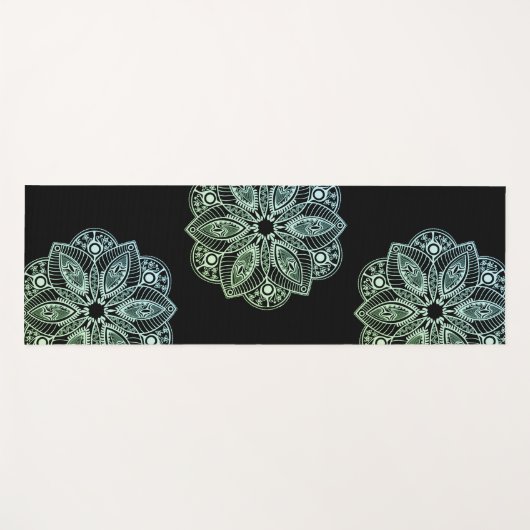 Exotische tribale groene gradiënt Mandala Yogamat (Voorkant (horizontaal))