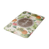Exotische tropische anananas Floral bruin monogram Badmat (Gekanteld)