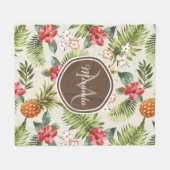 Exotische tropische anananas Floral bruin monogram Fleece Deken (Voorkant (Horizontaal))
