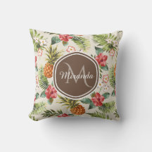 Exotische tropische anananas Floral bruin monogram