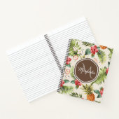 Exotische tropische anananas Floral bruin monogram Notitieboek (Binnen)
