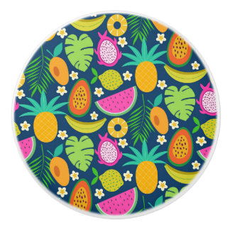 Exotische tropische ananas banaan drakenfruit  keramische knop