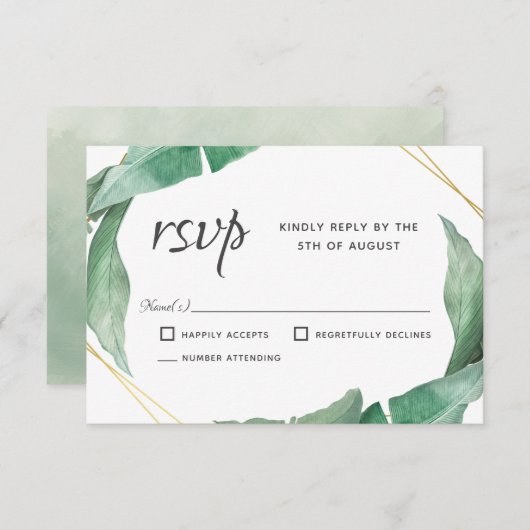 Exotische tropische bananenbladeren die RSVP verbl (Voorkant / Achterkant)