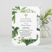 Exotische tropische bladeren Gouden Kruis Jongens  Kaart (Staand voorkant)