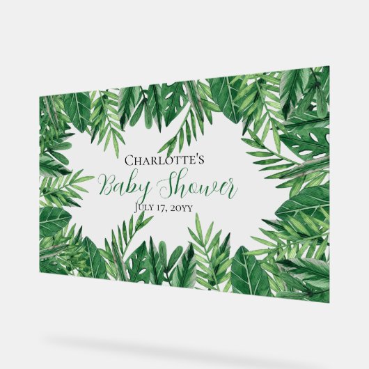 Exotische tropische bladeren groen Baby shower Acryl Bord (Hoek)