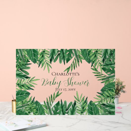 Exotische tropische bladeren groen Baby shower Acryl Bord (Huwelijk)