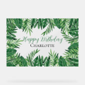 Exotische tropische bladeren groen verjaardagsfees acryl bord (Voorkant)