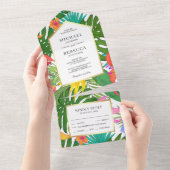 Exotische tropische bladeren kleurrijke tuinbruilo all in one uitnodiging (Afscheurbaar)