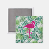 Exotische tropische bladeren Patroon en Roze Flami Magneet (Voorkant / Achterkant)