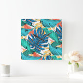 Exotische tropische bladeren - vierkante klok (Huis)