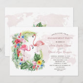 Exotische Tropische Bloem Gouden Wereldkaart Trouw Kaart (Voorkant / Achterkant)