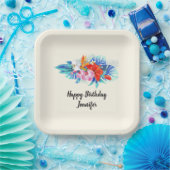 Exotische tropische bloemen afgelopen dag papieren bordje (Feest)