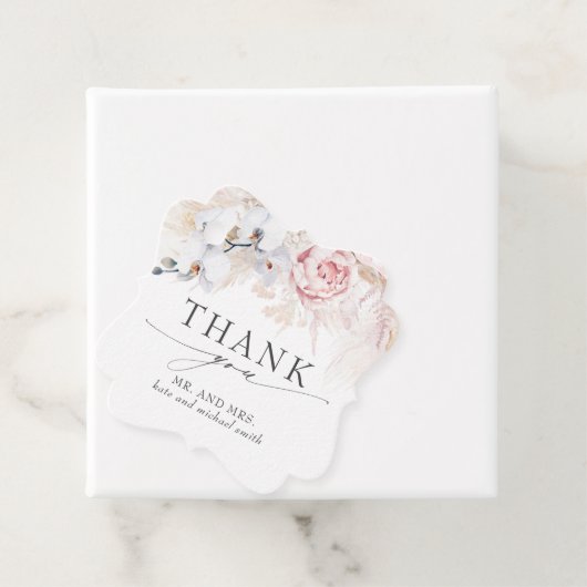 Exotische tropische bloemen bruiloft dank u bedankjes labels (In situ)