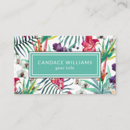 Exotische Tropische Bloemen en Bladerpatroon Visitekaartje