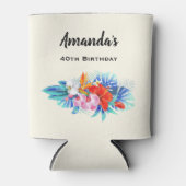 Exotische tropische bloemen in roze en Aqua Birthd Blikjeskoeler (Voorkant)