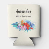 Exotische tropische bloemen in roze en Aqua Birthd Blikjeskoeler (Achterkant)