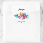 Exotische tropische bloemen in roze en Aqua Kitche Vierkante Sticker (Tas)