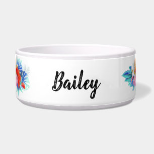 Exotische tropische bloemen in roze en Aqua Voerbakje