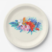 Exotische tropische bloemen in roze en Turquoise Papieren Bordje (Voorkant)