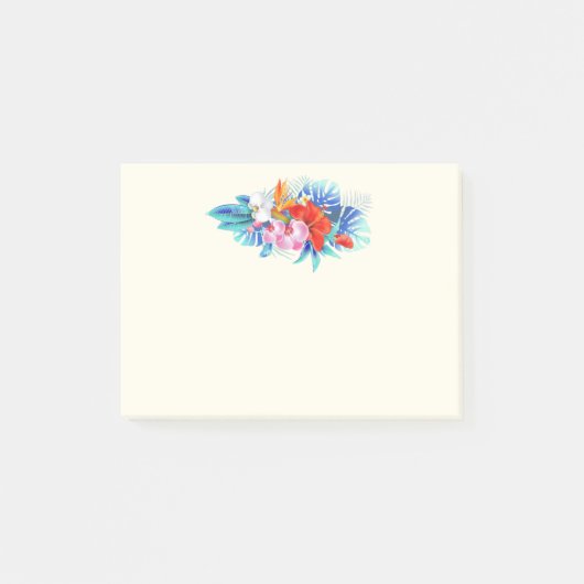 Exotische tropische bloemen in roze en Turquoise Post-it® Notes (Voorkant)