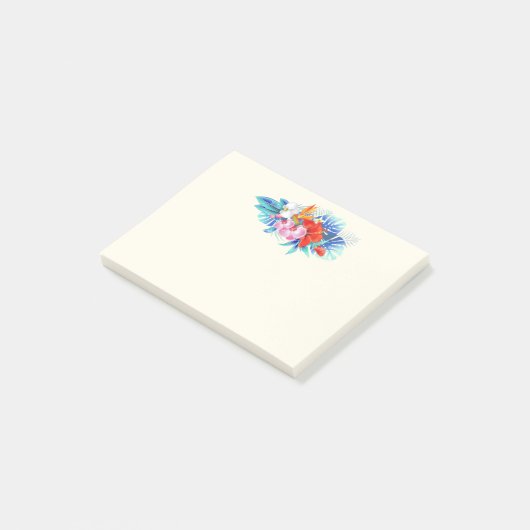 Exotische tropische bloemen in roze en Turquoise Post-it® Notes (Schuin)